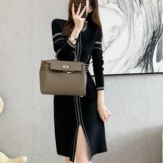 フロントスリットニットワンピース