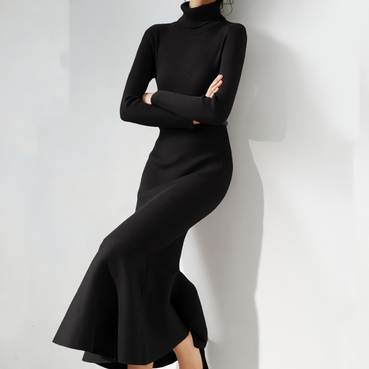 ハイネックマーメイドニットワンピース