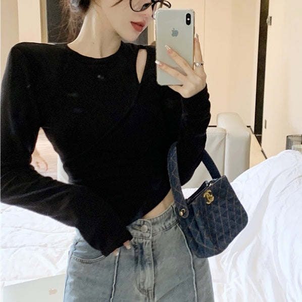 ショルダーカットアシンメトリーロンT