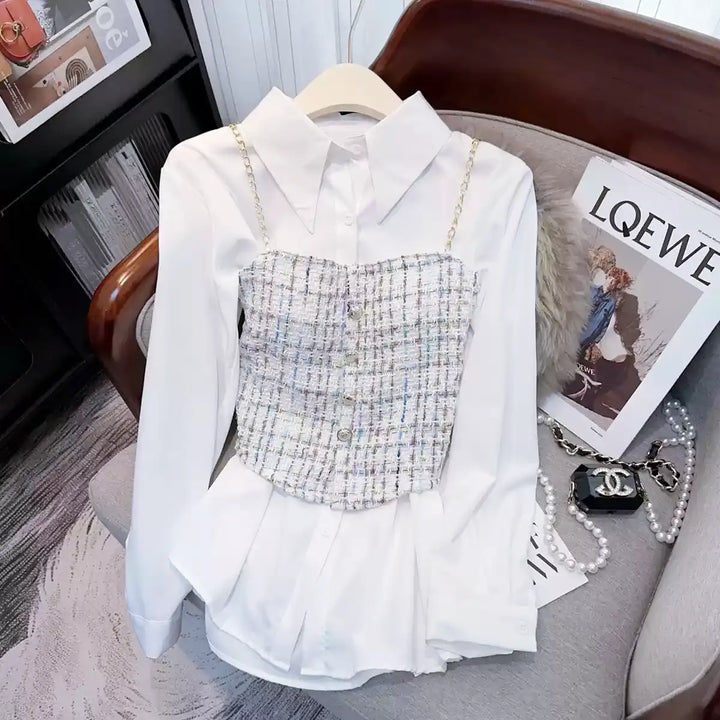 ツイードビスチェコンビシャツ