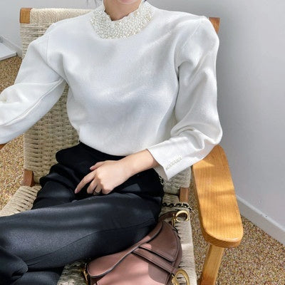 ビジューカラーニットトップス