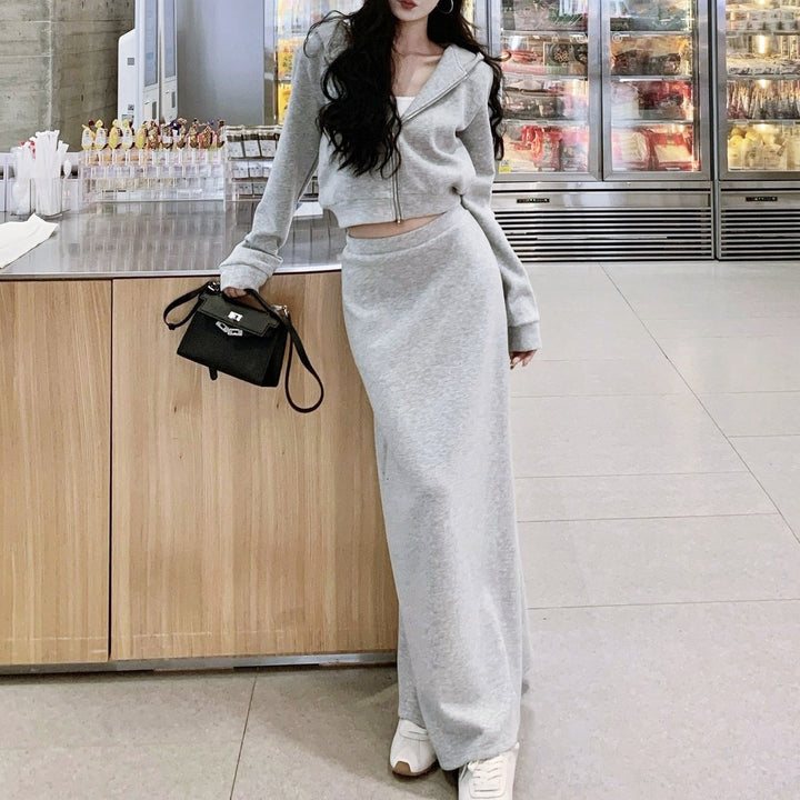 スウェットフーディースカートセットアップ