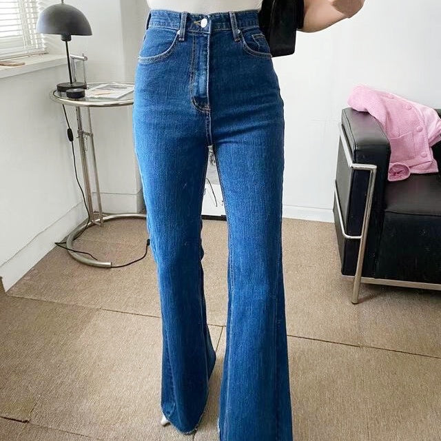 ハイウエストフレアデニムパンツ