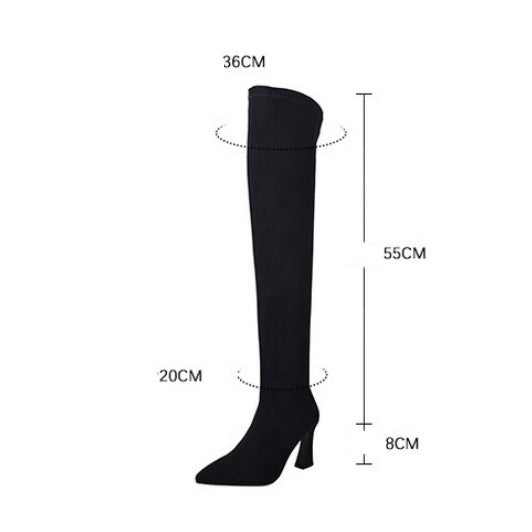 ポインテッドトゥベルベットニーハイブーツ