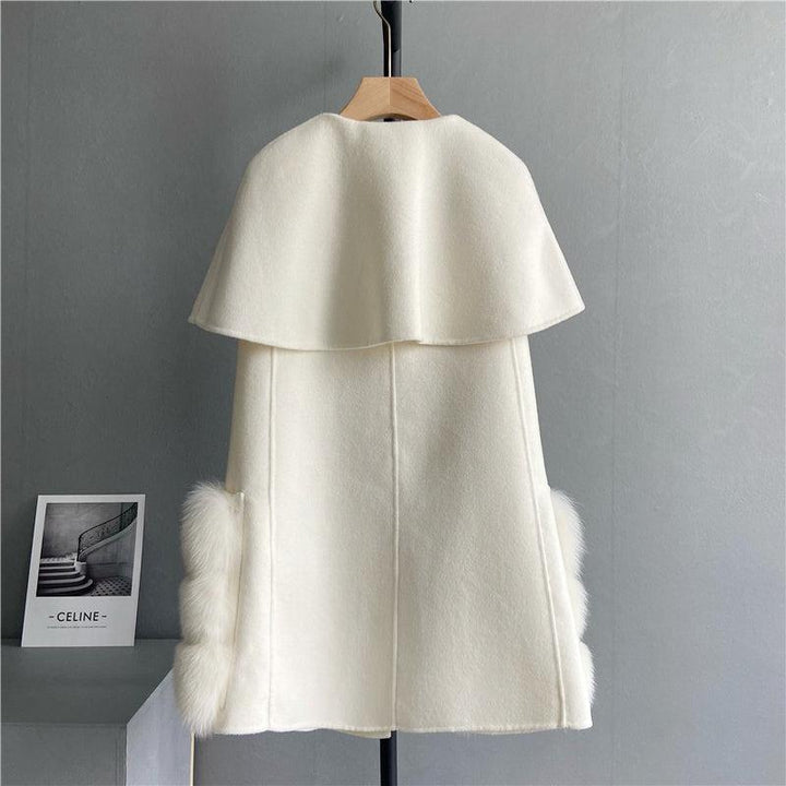 FOXファーウールケープコート