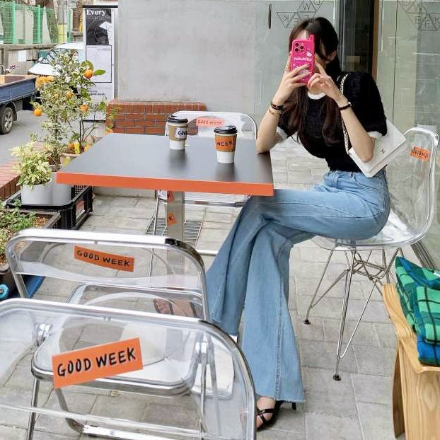 ハイウエストフレアデニムパンツ