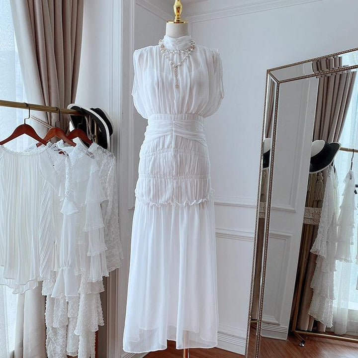 シャーリングシフォンドレス