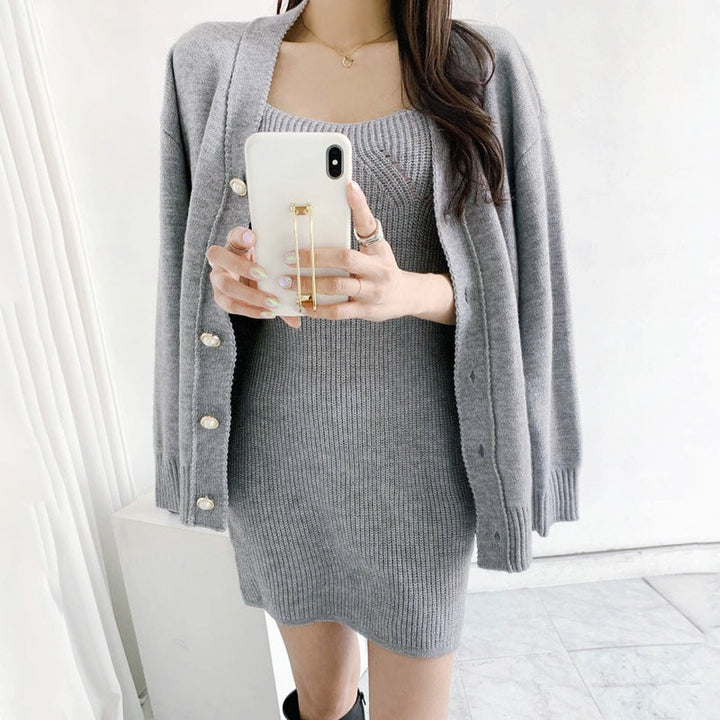 キャミニットワンピースカーディガンセットアップ