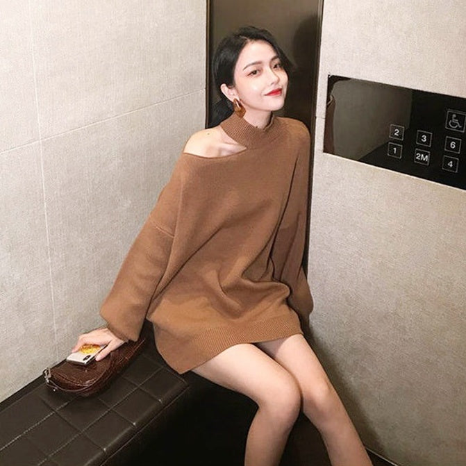 ワンショルダールーズニット