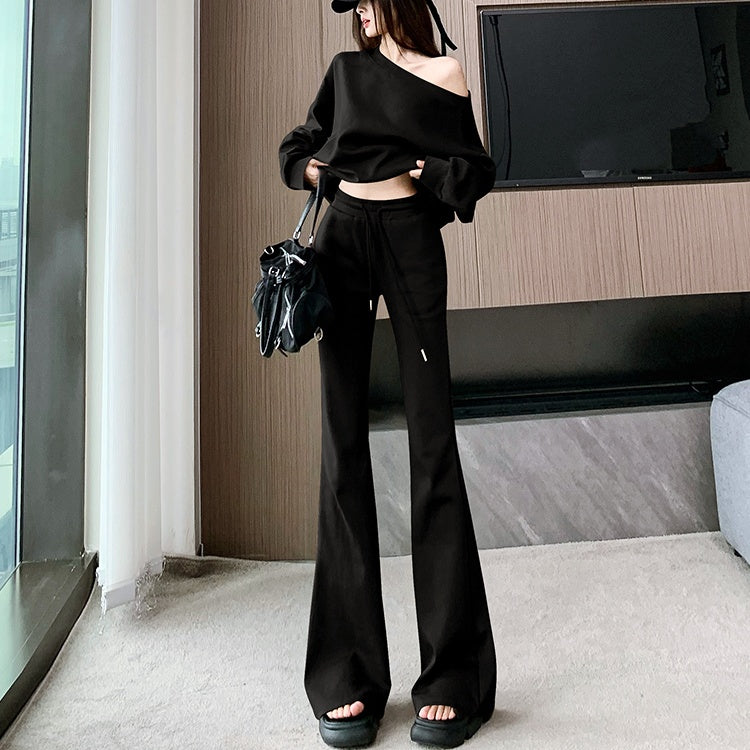 オフショルダースリムフレアパンツセットアップ