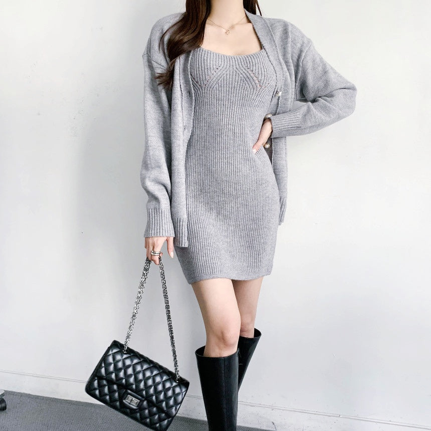 キャミニットワンピースカーディガンセットアップ