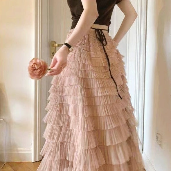 ティアードチュールロングスカート