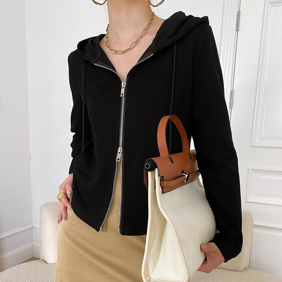 ダブルジップスリムパーカー