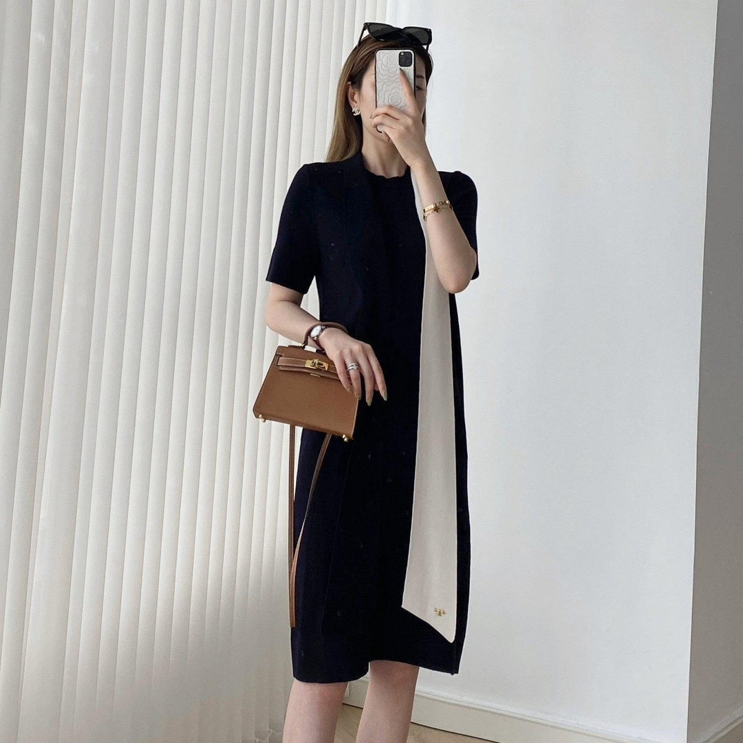 バイカラーリボンワンピース