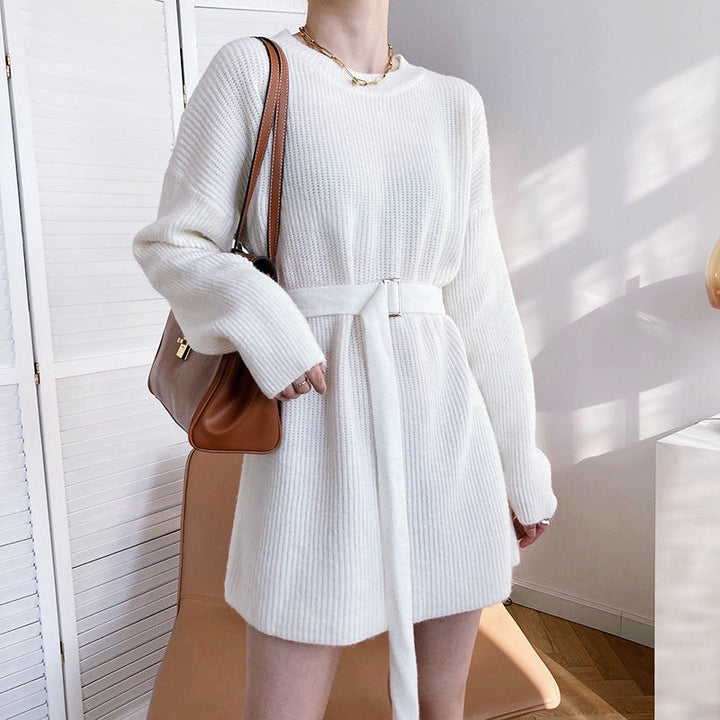 ウエストベルトニットワンピース