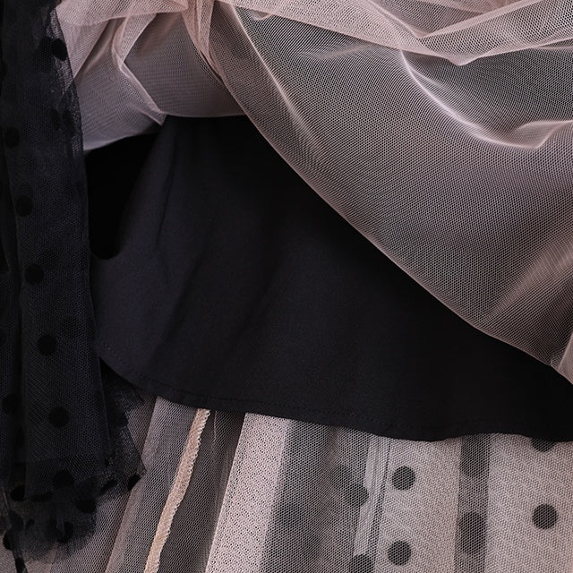 ハイウエストドットチュールロングスカート