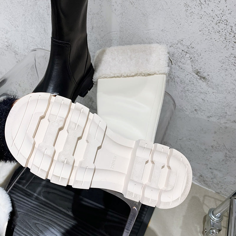 バイカラーボアロングブーツ