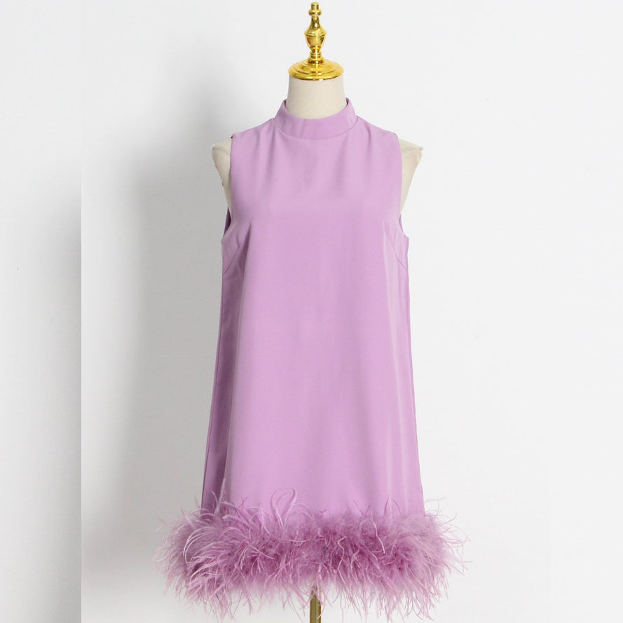 ノースリーブヘムファーワンピース