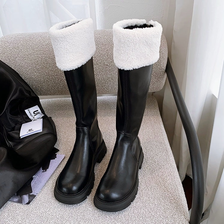 バイカラーボアロングブーツ