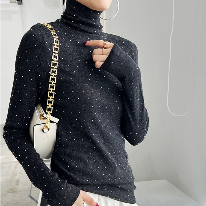 タートルネックストーンニット