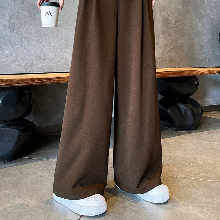 パイピングハイウエストワイドパンツ