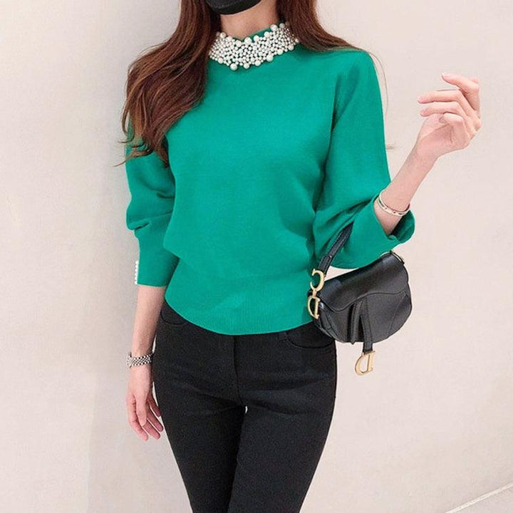 ビジューカラーニットトップス