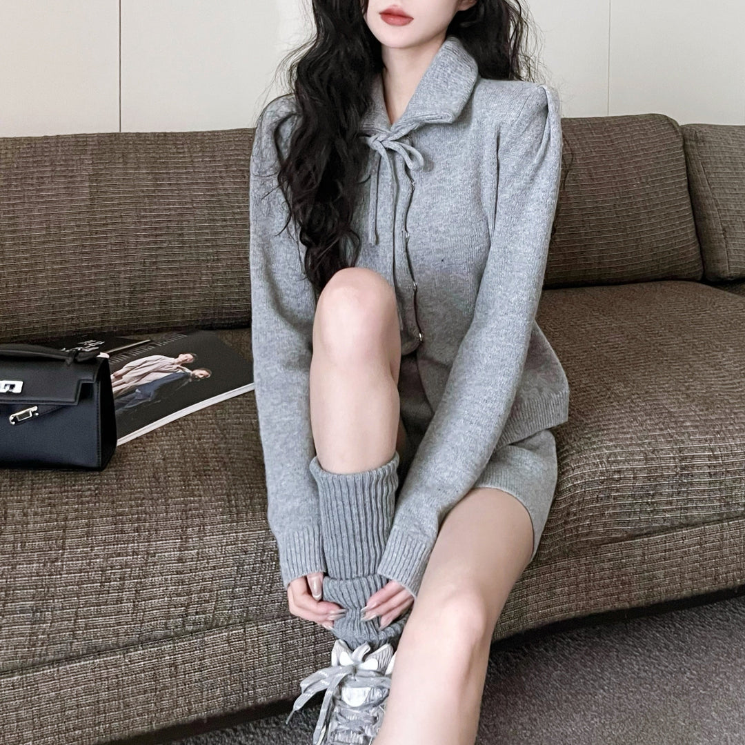 リボンニットショートパンツセットアップ