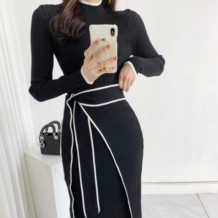 ウエストリボンバイカラーワンピース