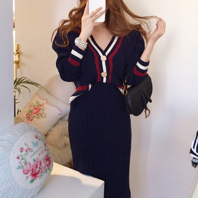 コントラストボーダーニットセットアップ