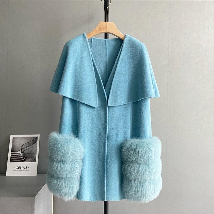 FOXファーウールケープコート