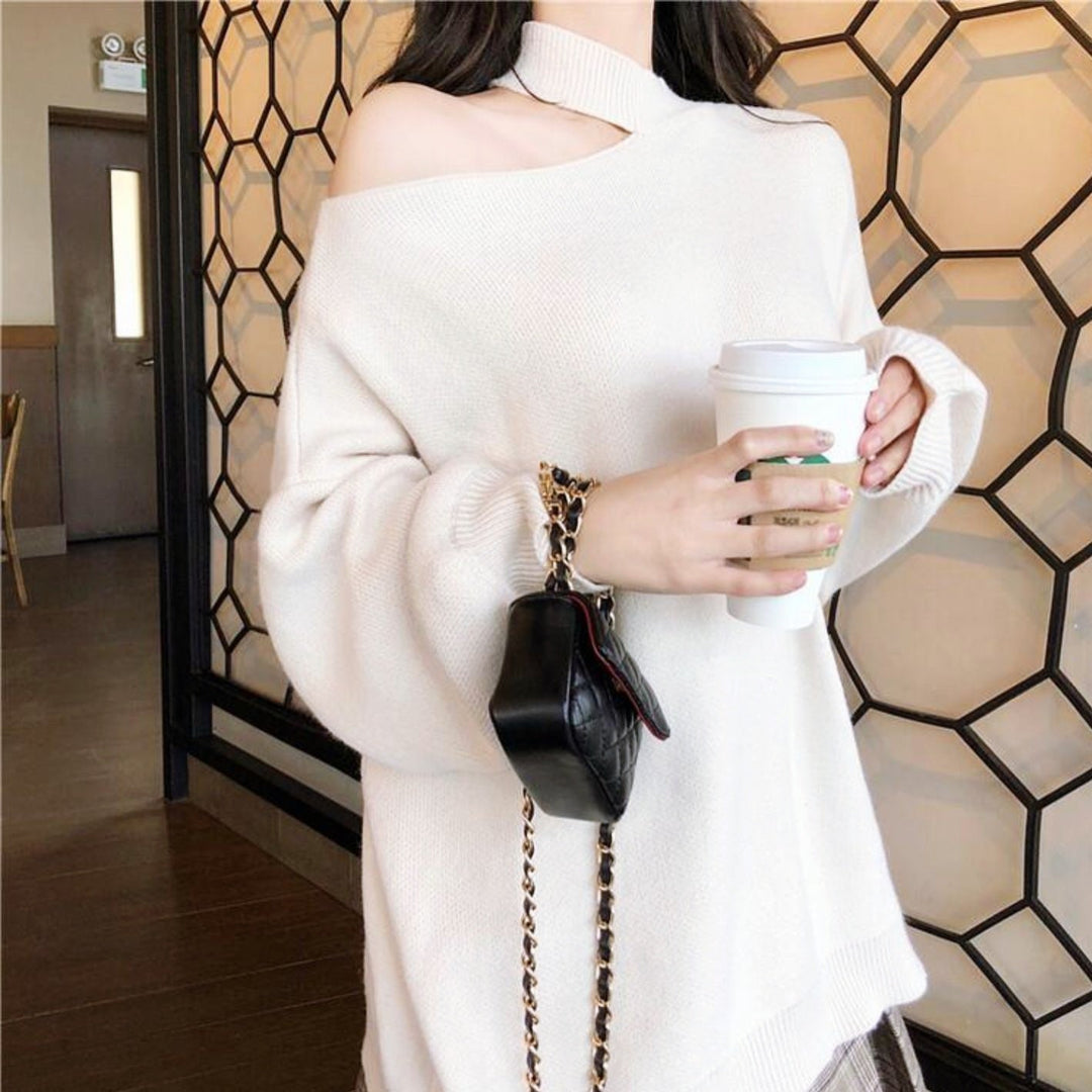 ワンショルダールーズニット