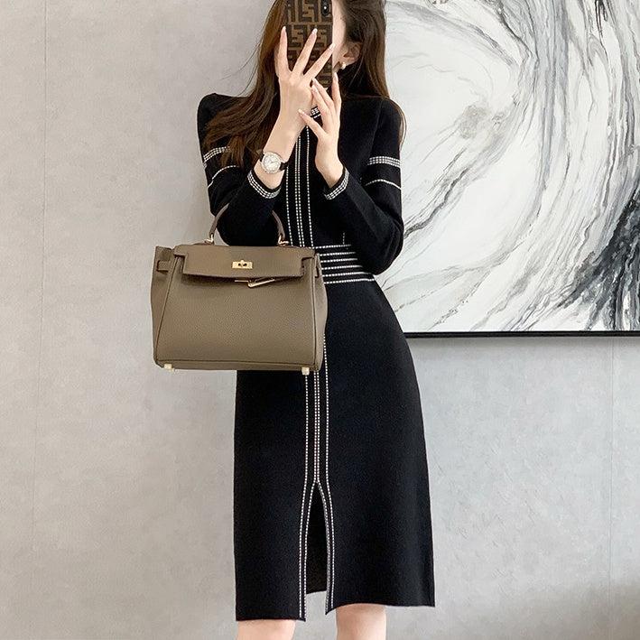 フロントスリットニットワンピース