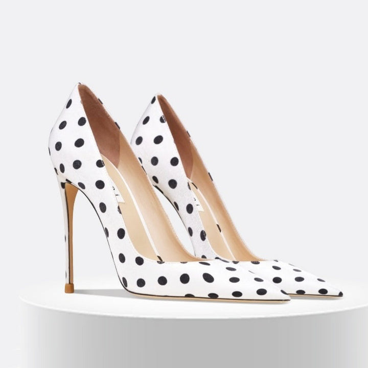 ドット柄ハイヒールパンプス