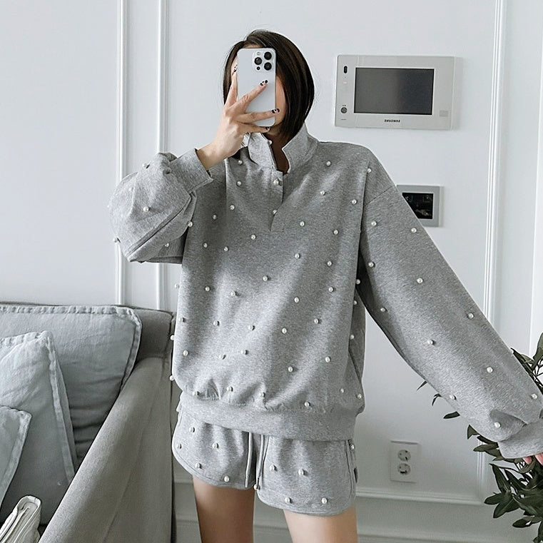 ポロカラーパールルーズセットアップ