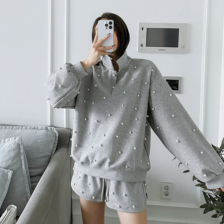 ポロカラーパールルーズセットアップ