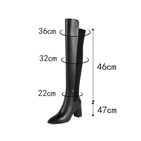 レザーストレッチニーハイブーツ