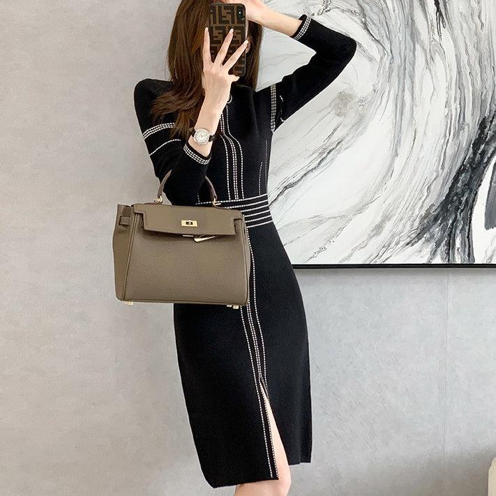 フロントスリットニットワンピース