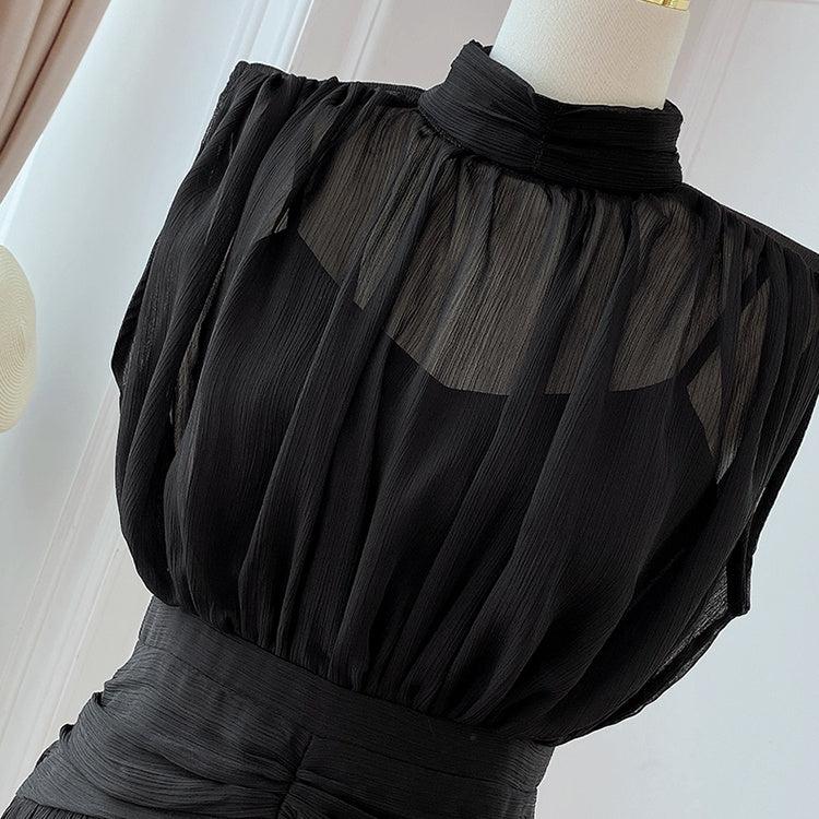 シャーリングシフォンドレス