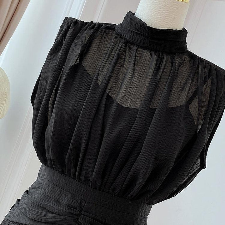 シャーリングシフォンドレス