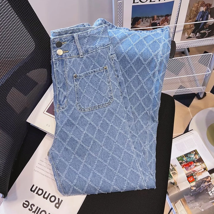 ハイウエストデザインワイドデニムパンツ