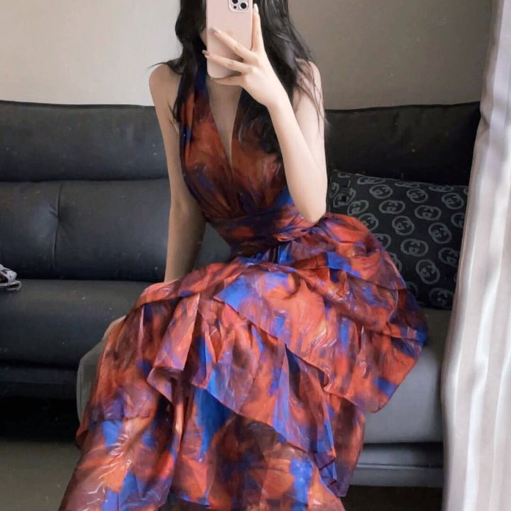 バックオープンシフォンドレス