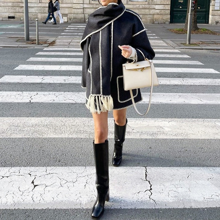 ストールカラーウールショートコート