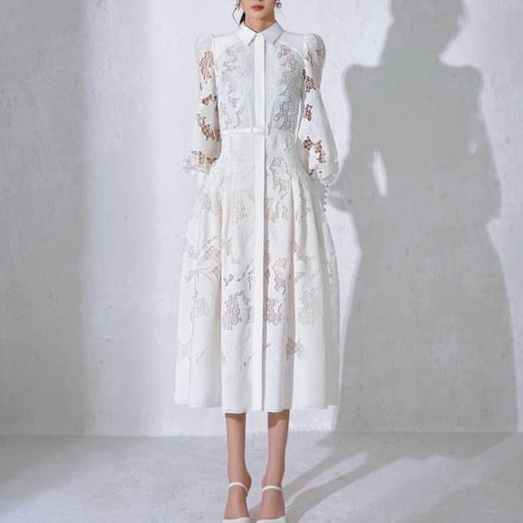 レースレトロシャツワンピース