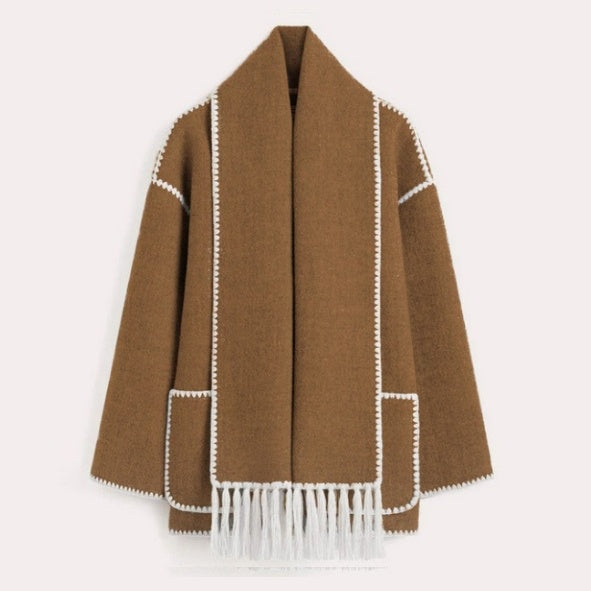 ストールカラーウールショートコート