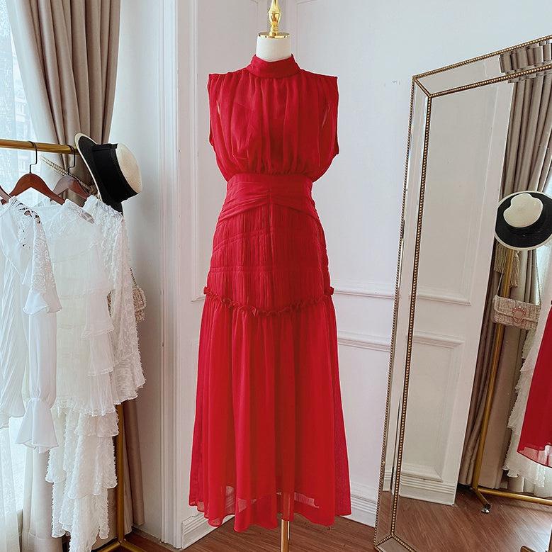 シャーリングシフォンドレス