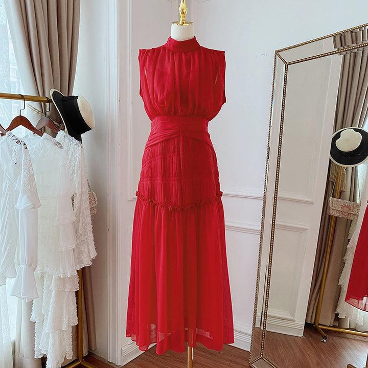 シャーリングシフォンドレス