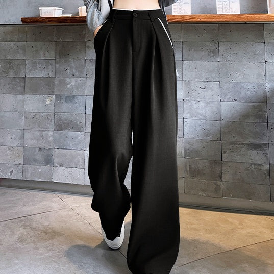 パイピングハイウエストワイドパンツ