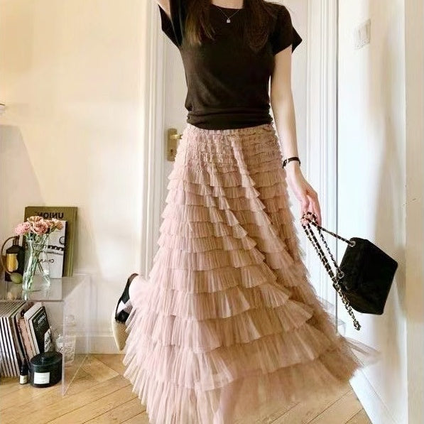 ティアードチュールロングスカート