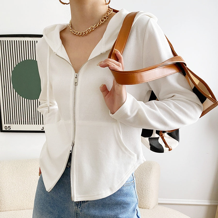 ダブルジップスリムパーカー