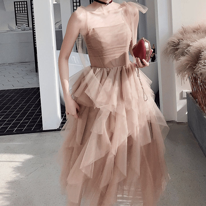 オーガンジーフリルリボンドレス